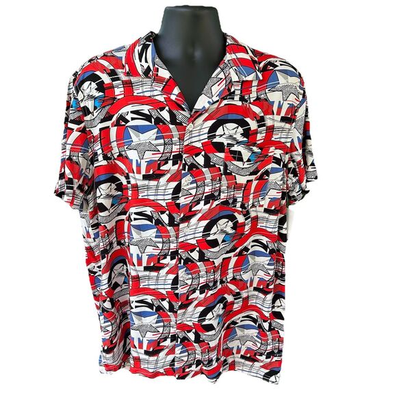 NWT Marvel Captain America Mens SS Button Down Shirt - Size XXXL - Picture 1 of 6